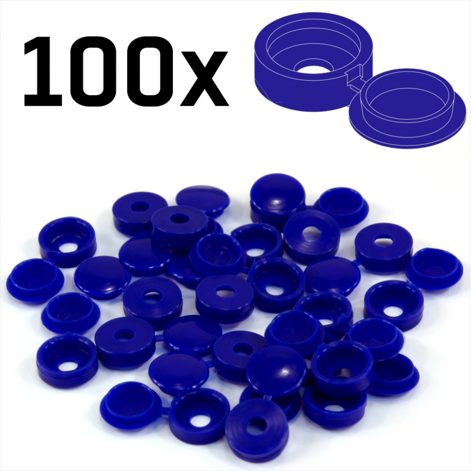 FOR 6g & 8g SCREWS PACK OF 500 x SMALL BLUE PLASTIC HINGED SCREW COVER CAPS 
