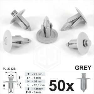 50x Grey Plastic Rivet Body Trim Panel Fastener Clips Fits SAAB Mitsubishi Honda