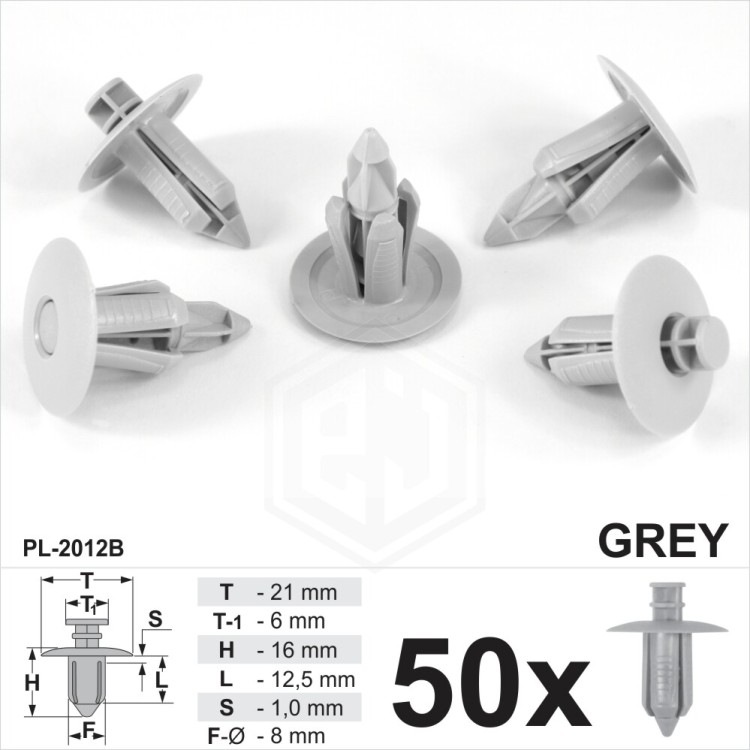 50x Grey Plastic Rivet Body Trim Panel Fastener Clips Fits SAAB Mitsubishi Honda