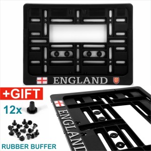 Square Number Plate Holder Surround 4x4 van caravan 11x8 Chrome ENGLAND ENG Flag