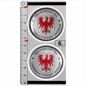 Brandenburg set of 2 German Number Plate Seal Stadt 3D Domed Sticker Badge