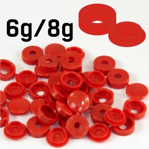 Red Hinged Plastic Screw Cover Caps (Small, 6/8g) 5 PACK SIZES