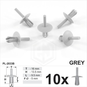 5mm Grey Plastic Push Rivet Clips Trims Wheel Arch Liner Lining Moudlings