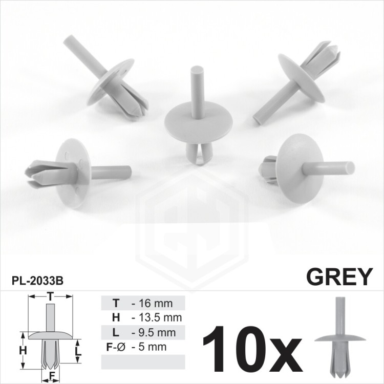 5mm Grey Plastic Push Rivet Clips Trims Wheel Arch Liner Lining Moudlings