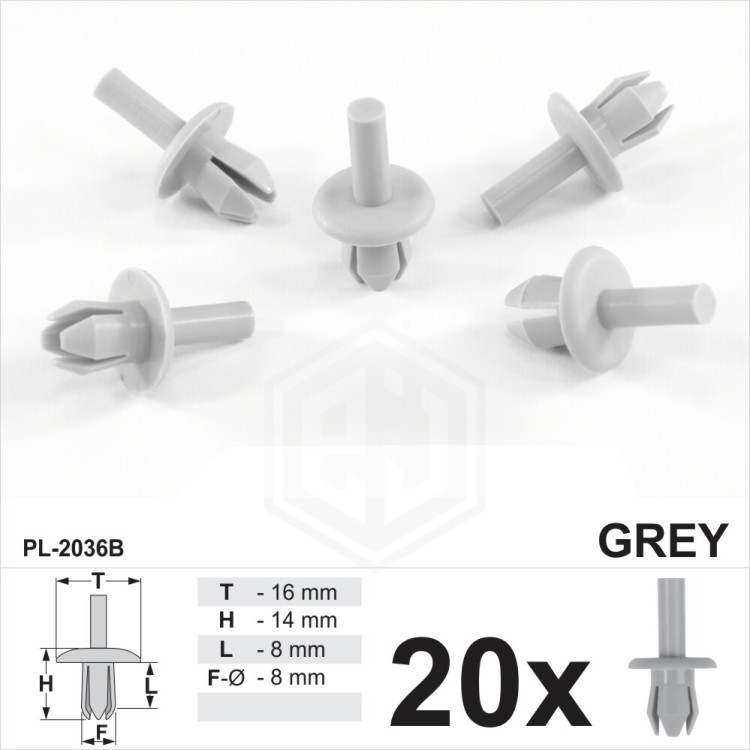 Grey Bumper Splash Guard Arch Lining Plastic Push Rivet Panel Trim Car Clips