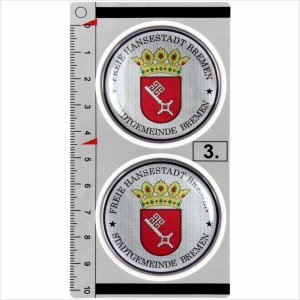 Bremen set of 2 German Number Plate Seal Stadt Resin 3D Domed Sticker Badge