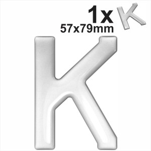 3d Gel Silver Letter K for Classic Black Number Plates Domed Resin Making DIY UK