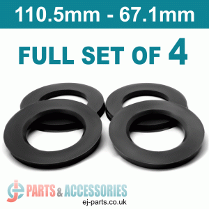 Spigot Rings / 110.5mm - 67.1mm FULL SET OF (4) FOUR RINGS Spigot Rings / 110.5mm - 67.1mm FULL SET OF (4) FOUR RINGS Hub Centric Rings  Alloy Wheels Spigot Rings (Centre Rings)