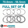 BBS Spigot Rings / 70.0mm - 56.5mm FULL SET OF (4) FOUR RINGS - BBS Spigot Rings / 70.0mm - 56.5mm FULL SET OF (4) FOUR RINGS