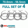 BBS Spigot Rings / 70.0mm - 56.5mm FULL SET OF (4) FOUR RINGS - BBS Spigot Rings / 70.0mm - 56.5mm FULL SET OF (4) FOUR RINGS