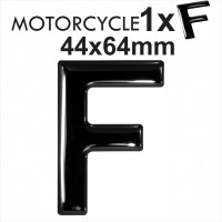 Letter F 3D Gel MOTORCYCLE MOTORBIKE BIKE number plates Black Domed Resin Making DIY Registration UK REG