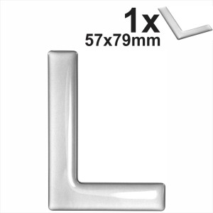 3d Gel Silver Letter L for Classic Black Number Plates Domed Resin Making DIY UK