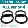 Spigot Rings / 110.5mm - 93.0mm FULL SET OF (4) FOUR RINGS - Spigot Rings / 110.5mm - 93.0mm FULL SET OF (4) FOUR RINGS