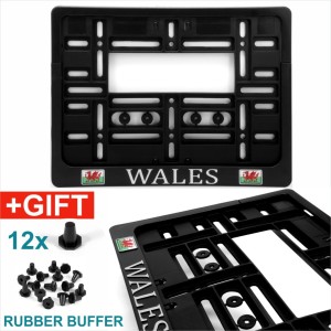 Square trailer number plate holder surround 4x4 van caravan 11x8 Chrome WALES
