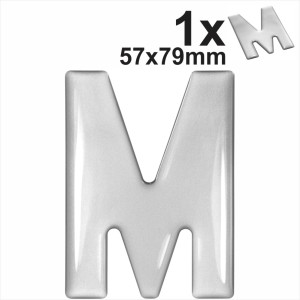 3d Gel Silver Letter M for Classic Black Number Plates Domed Resin Making DIY UK