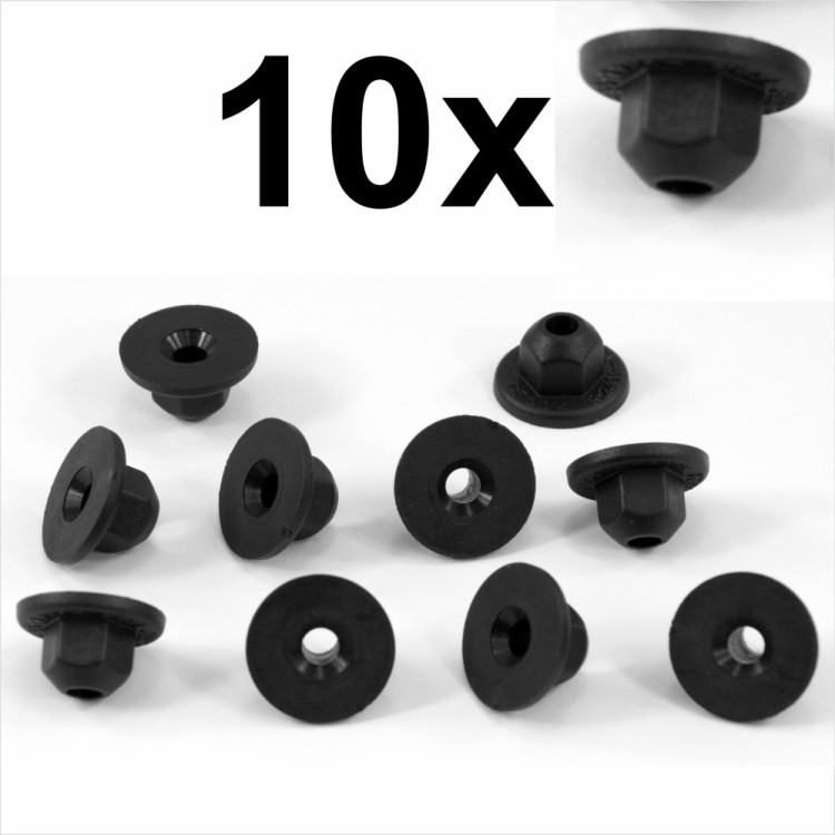 10 18mm Unthreaded NUTS Plastic Trim Panels Boot Linings Carpets for VW Audi BMW
