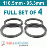 Spigot Rings / 110.5mm - 95.3mm FULL SET OF (4) FOUR RINGS - Spigot Rings / 110.5mm - 95.3mm FULL SET OF (4) FOUR RINGS