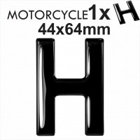 Letter H 3D Gel MOTORCYCLE MOTORBIKE BIKE number plates Black Domed Resin Making DIY Registration UK REG