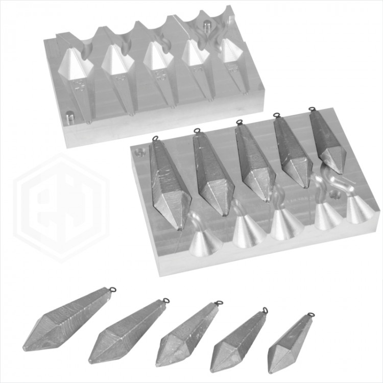 DIY Fishing Mould CNC Aluminium Carp System Swivel Sea Lead Weights 5-in-1 mold