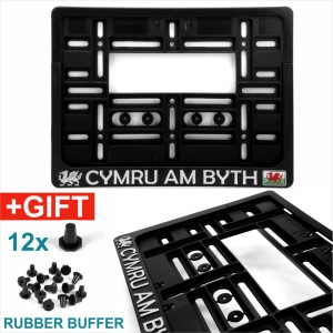 Square trailer number plate holder surround caravan 11x8 Chrome CYMRU AM BYTH