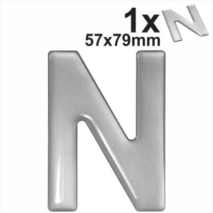 3d Gel Silver Letter N for Classic Black Number Plates Domed Resin Making DIY UK