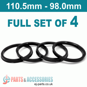 Spigot Rings / 110.5mm - 98.0mm FULL SET OF (4) FOUR RINGS Spigot Rings / 110.5mm - 98.0mm FULL SET OF (4) FOUR RINGS Hub Centric Rings  Alloy Wheels Spigot Rings (Centre Rings)