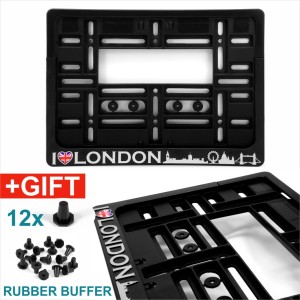 Square trailer number plate holder surround caravan 11x8 Chrome I LOVE LONDON