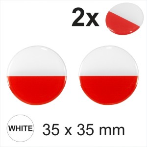 2x 35 mm Poland Polish Polska Flag Round Moto Helmet Sticker Decal Domed Gel 3D