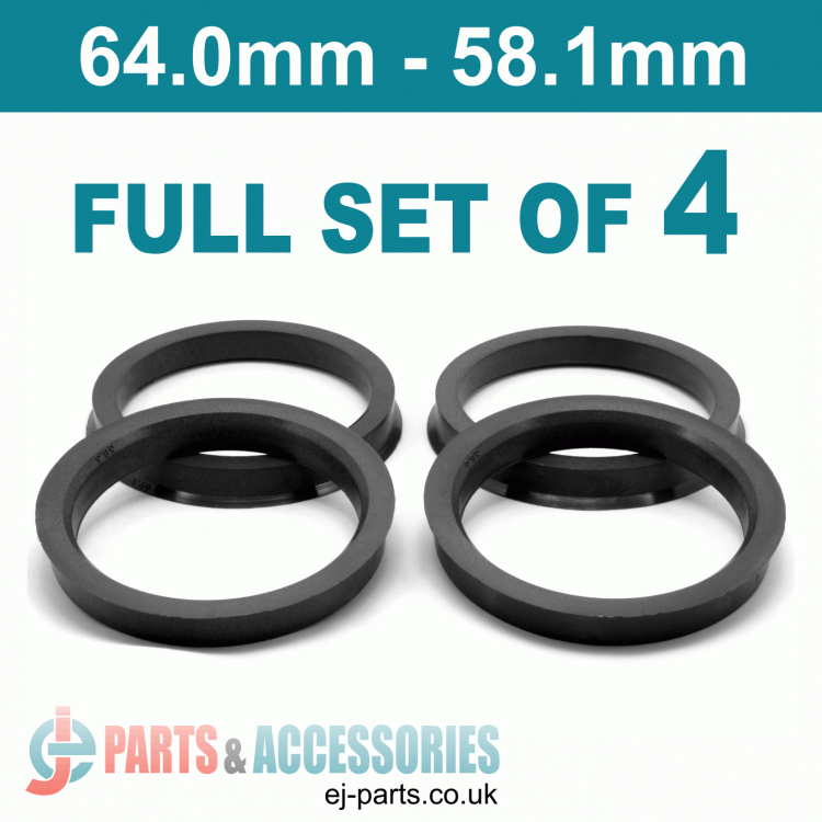 Spigot Rings / 64.0mm - 58.1mm FULL SET OF (4) FOUR RINGS