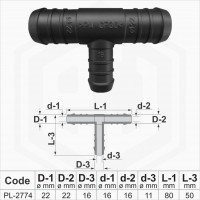 22x22x16 mm T-Piece Reducer Plastic Barbed Connector Joiner Tube Hose Pipe Fitting