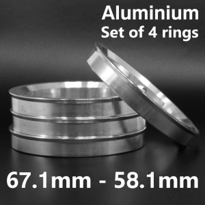 Aluminium Spigot Rings / 67.1mm - 58.1mm FULL SET OF (4) FOUR RINGS