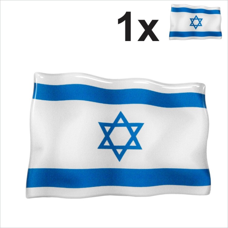 ISRAEL flag Israeli Star of David Square 3D Domed Gel STICKER Resin Decal Badge