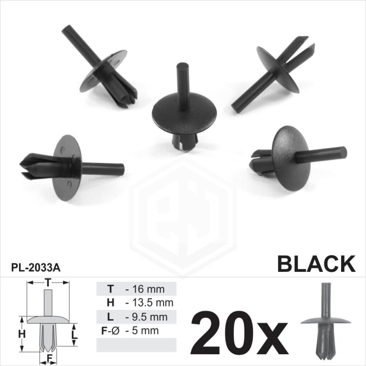 5mm Hole Plastic Push Rivet Clips Trims Wheel Arch Liner Lining Moudlings