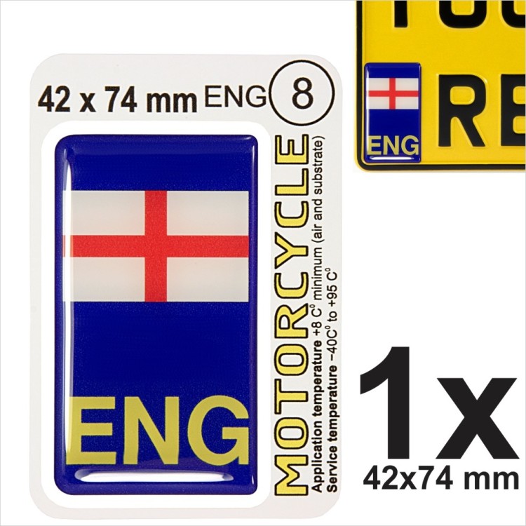 ENG English flag Motorcycles NUMBER PLATE 3D GEL STICKER Resin Domed Badge/Decal