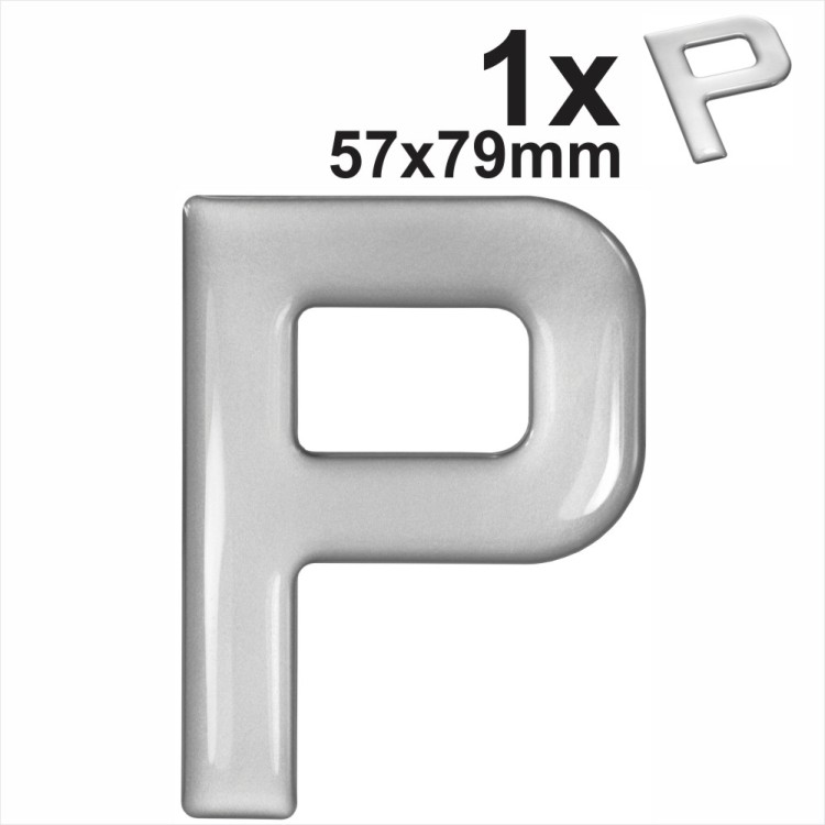 3d Gel Silver Letter P for Classic Black Number Plates Domed Resin Making DIY UK