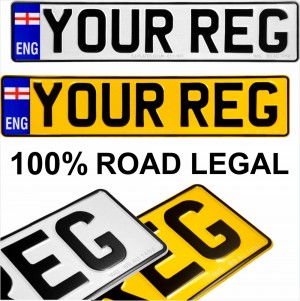 ENG St. George Cross flag badge 2x Pressed number plates metal embossed Car Mot registration plates UK 100% Road Legal 