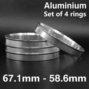 Aluminium Spigot Rings / 67.1mm - 58.6mm FULL SET OF (4) FOUR RINGS 