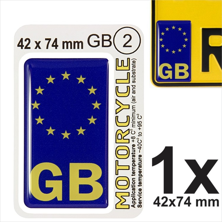 GB Union Jack NUMBER PLATE 3D GEL STICKER Motorcycles Resin Domed UK Side Badge