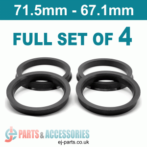 Spigot Rings / 71.5mm - 67.1mm FULL SET OF (4) FOUR RINGS Spigot Rings / 71.5mm - 67.1mm FULL SET OF (4) FOUR RINGS Hub Centric Rings  Alloy Wheels Spigot Rings (Centre Rings)