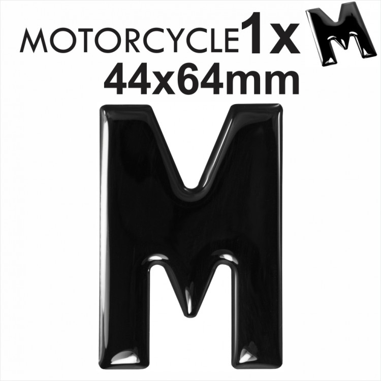 Letter M 3D Gel MOTORCYCLE MOTORBIKE BIKE number plates Black Domed Resin Making DIY Registration UK REG