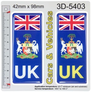 2x 42 x 98 mm UK Buckinghamshire County Number Plate Stickers 3D Gel Domed Decals Badges
