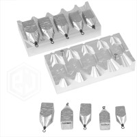 DIY Fishing Mould CNC Aluminium Square Swivel Pear Bomb Lead Weights 5 in 1 mold