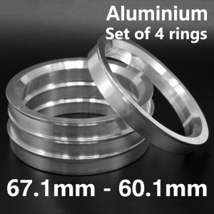 Aluminium Spigot Rings / 67.1mm - 60.1mm FULL SET OF (4) FOUR RINGS