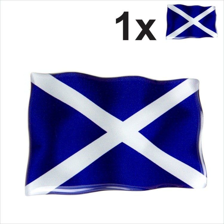 SCO Scotland Scottish Saltire waving flag 3D Domed Gel STICKER Resin Decal Badge