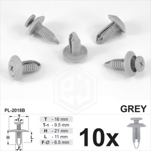 6.5-7 Grey Screw Fit Rivet Fasteners Trim Clips Panel for Ford Mazda Suzuki
