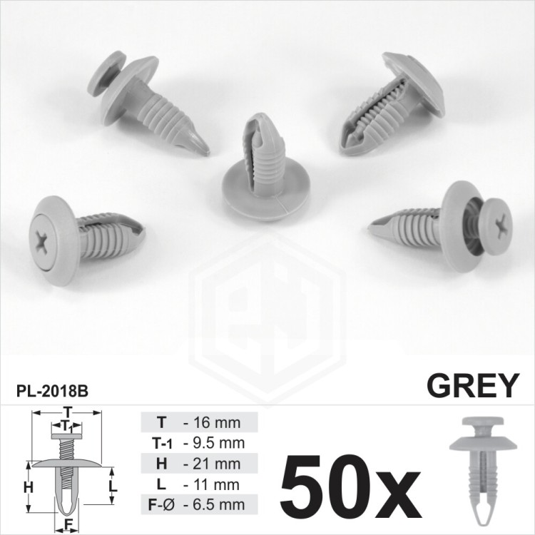 6.5-7 Grey Screw Fit Rivet Fasteners Trim Clips Panel for Ford Mazda Suzuki