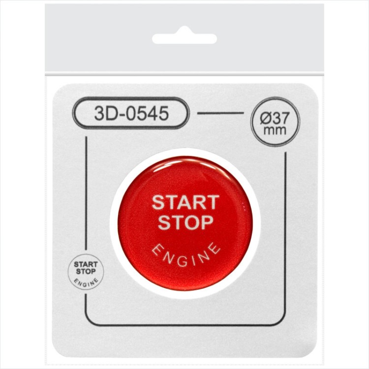 37 mm Red Engine Start Stop Push Button Cap Cover 3D Domed Gel Sticker Repair