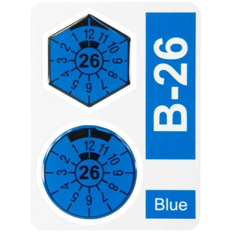 German Number Plate Sticker Set 2026 Blue 35mm 3D Domed Inspection Style
