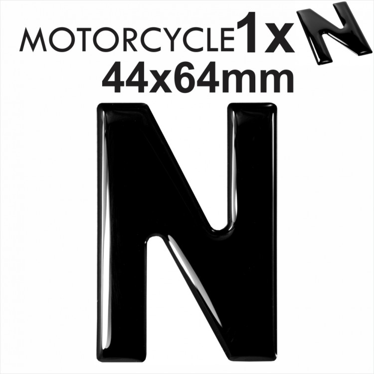Letter N 3D Gel MOTORCYCLE MOTORBIKE BIKE number plates Black Domed Resin Making DIY Registration UK REG