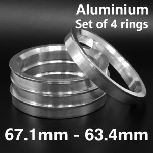 Aluminium Spigot Rings / 67.1mm - 63.4mm FULL SET OF (4) FOUR RINGS